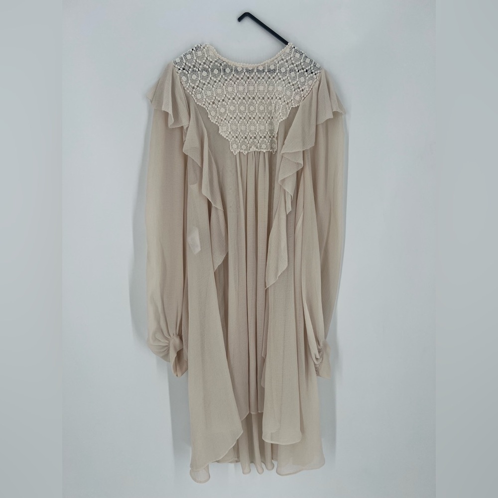 Philosophy Di Lorenzo Serafini Crochet Yoke Ruffle Ethereal Boho Flowy Dress